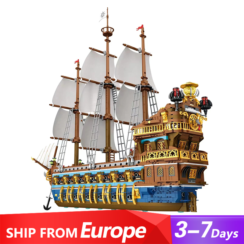 Reobrix 66011 Moc Movie Pirates The Royal Fleet The Sun ship Building Blocks 3162pcs bricks toys From Europe Delivery