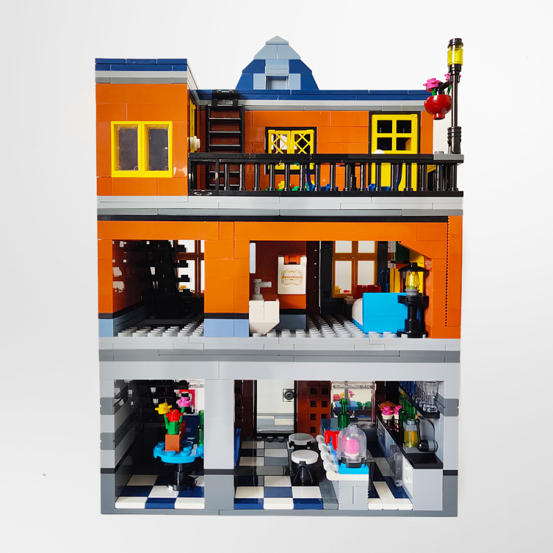 【Clearance Stock】ZHEGAO QL0935 Creator MOC Street View Series Hill Tavern  From China