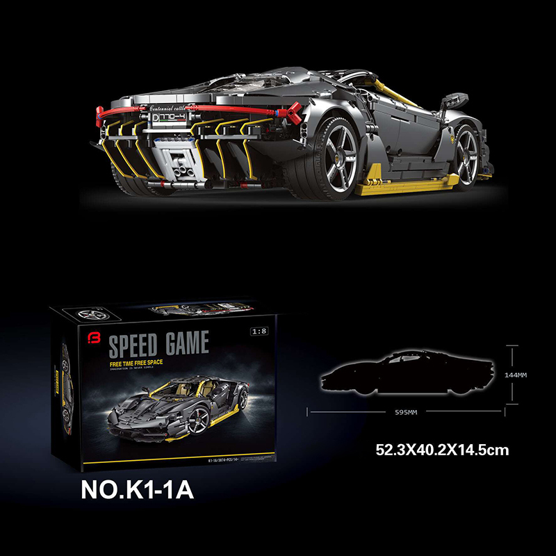 K1-1A Technic Static Version Black Lamborghini Centenario 1:8 hypercar Sports Car Building Blcoks 3874pcs Bricks From China Delivery.