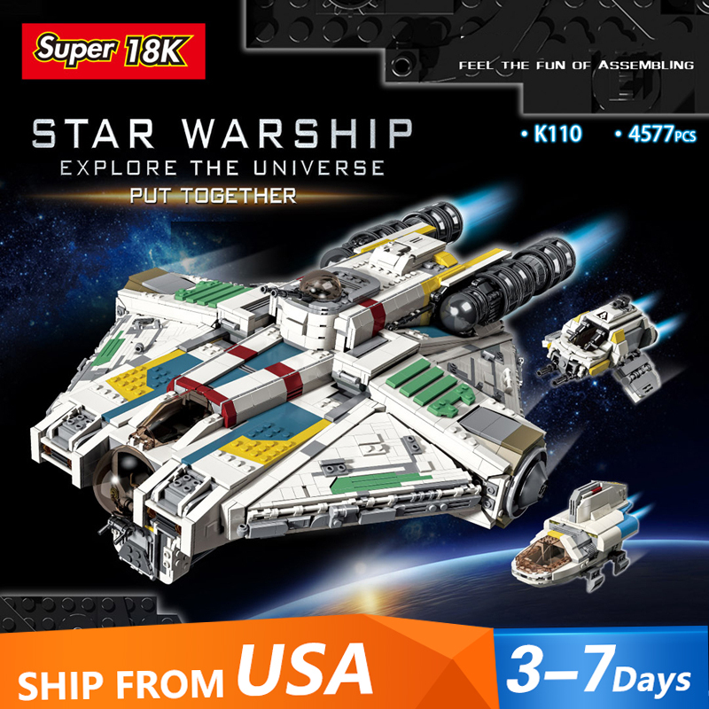 (Pre-Sale Available on 13th Sep.) K110 Star Wars Ghost VCX-100 light freighter Building Blocks 4577PCS Bricks Toys From USA Delivery.