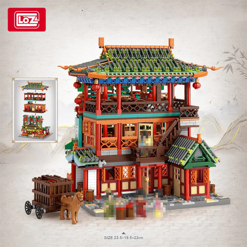 LOZ1056 Modular Building Chinese Riverside scene during Qingming Festival Building Blocks 2837pcs Bricks Toys From China Delivery.