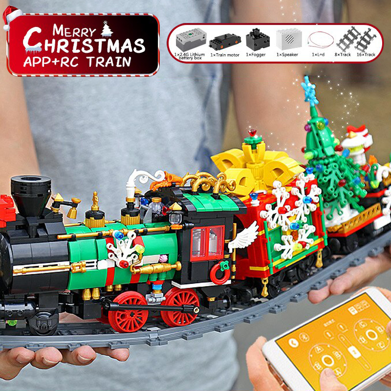 Mould King 12012 Technic Remote Control Christmas Train With Lights Electric Building Blocks Toy 1296pcs Bricks  From China Delivery.