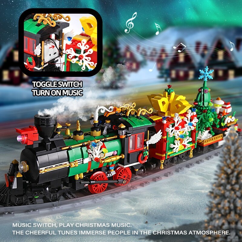 Mould King 12012 Technic Remote Control Christmas Train With Lights Electric Building Blocks Toy 1296pcs Bricks  From China Delivery.