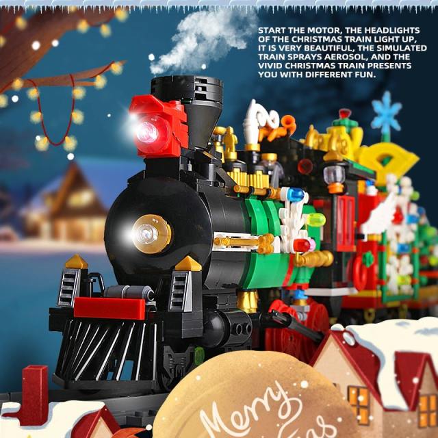 Mould King 12012 Technic Remote Control Christmas Train With Lights Electric Building Blocks Toy 1296pcs Bricks  From China Delivery.