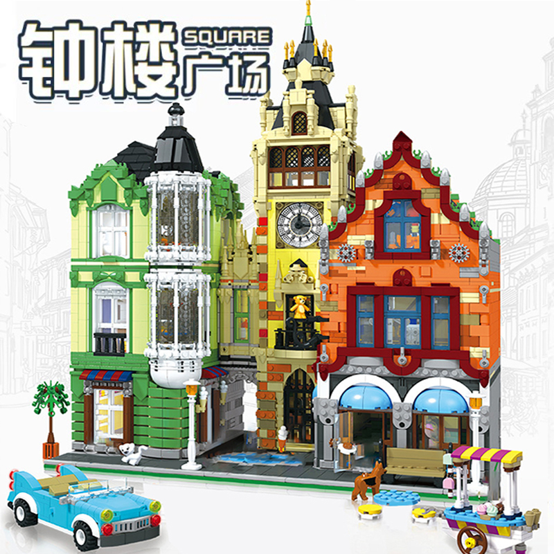 JIESTAR 89103 City Street Bell Tower Square building blocks 7188pcs Toys For Gift ship from China