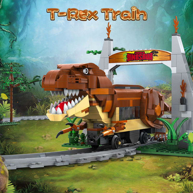 {Without Minifigures}CaDa C59003 MOC Jurassic TYrannosaurus Railcar Dinosaur electric train Building Blocks(with Motor) 1039pcs Bricks Toys From China Delivery.