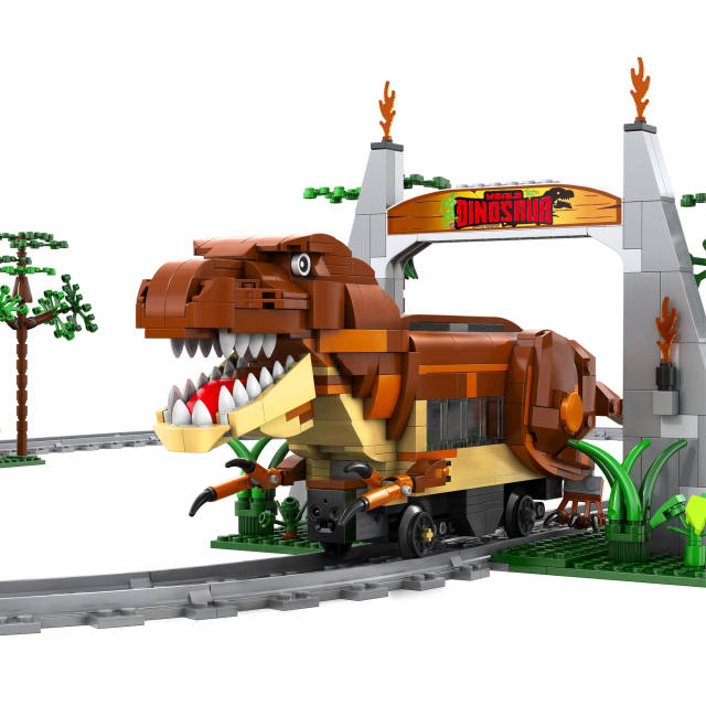 {Without Minifigures}CaDa C59003 MOC Jurassic TYrannosaurus Railcar Dinosaur electric train Building Blocks(with Motor) 1039pcs Bricks Toys From China Delivery.