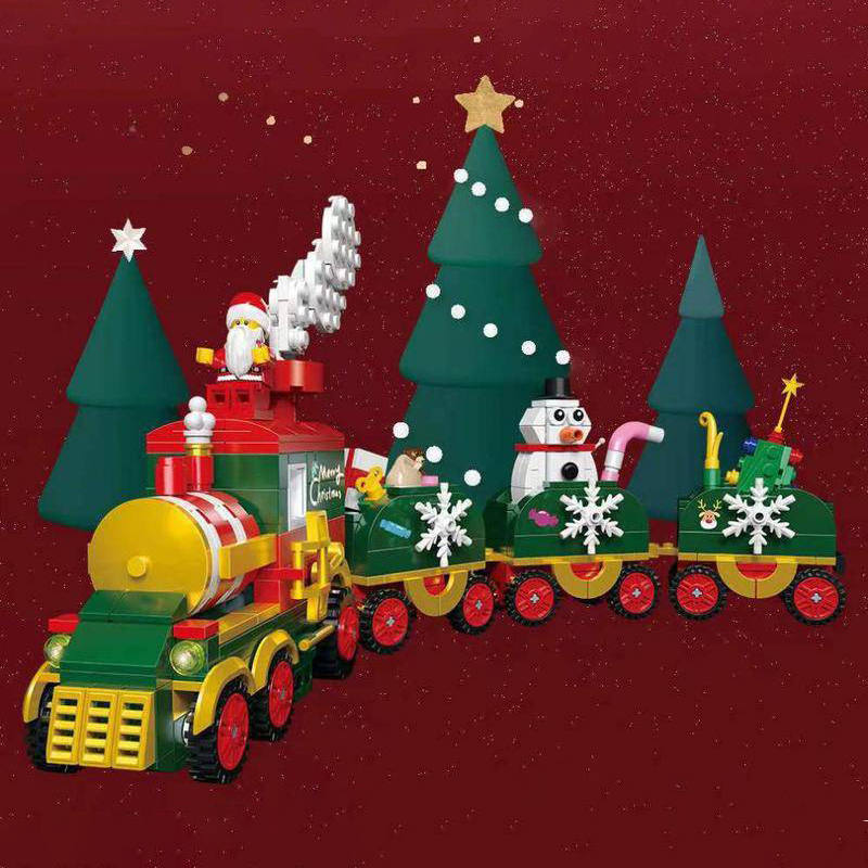 DK712 Chinese Building Blocks Christmas Train Bricks Toys 621pcs Merry Christmas Gift From China Delivery.