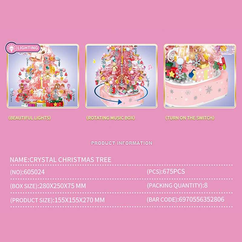 Sembo 605024 Creator Crystal Christmas Tree Building  Blocks 675pcs Bricks Toys from China Delivery.