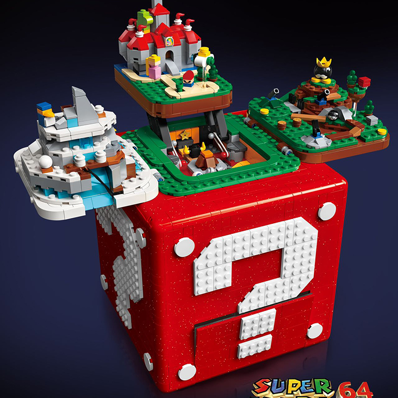 Custom 73196 Movie & Game Red Super Mario 64 Question Mark Block Building Blocks 2064pcs Bricks Toys from China Delivery.
