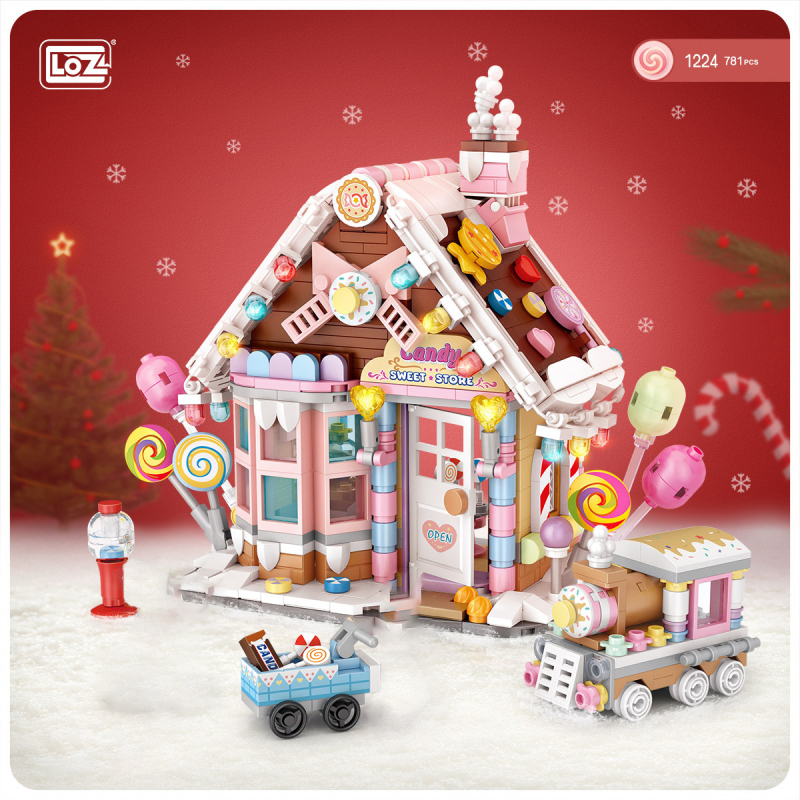 LOZ1224 Creator Christmas Candy House Building Blocks 781pcs Bricks Toys Gift from China Delivery.