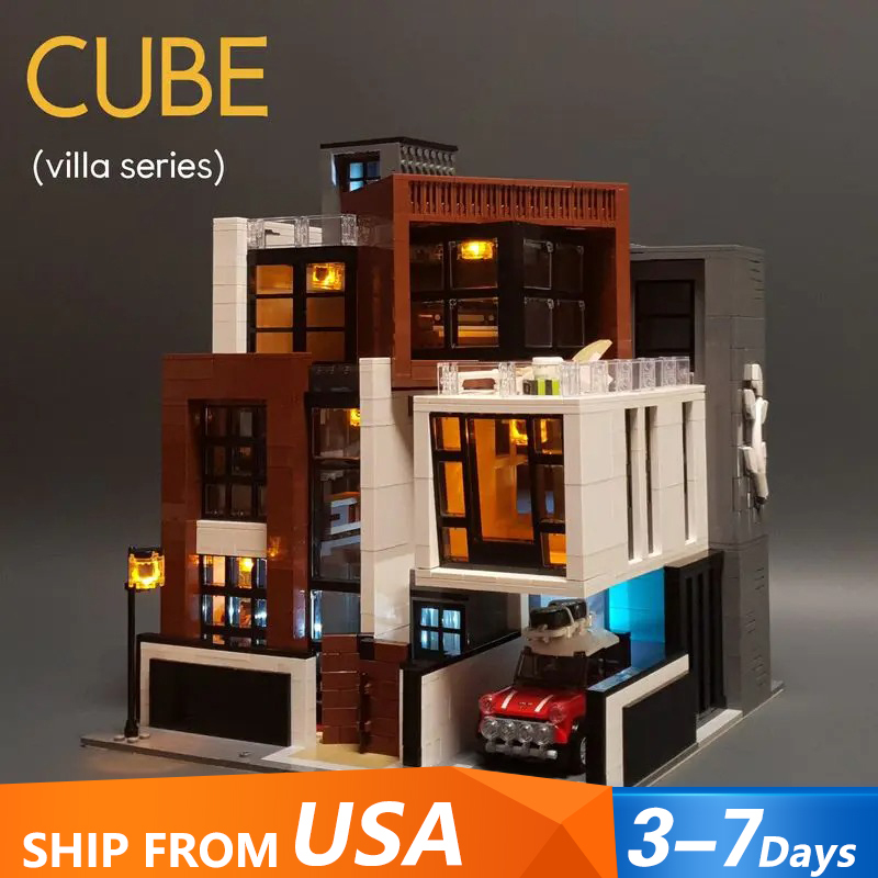 {Pre-Sale Available on 10th Oct.}Mork 10204 Cube Brown Modern Villa Modular Buildings 3591pcs Bricks Toys From USA 3-7 Days Delivery.