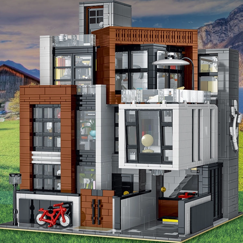 {Pre-Sale Available on 10th Oct.}Mork 10204 Cube Brown Modern Villa Modular Buildings 3591pcs Bricks Toys From USA 3-7 Days Delivery.