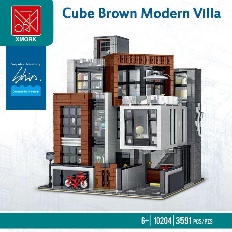 {Pre-Sale Available on 10th Oct.}Mork 10204 Cube Brown Modern Villa Modular Buildings 3591pcs Bricks Toys From USA 3-7 Days Delivery.