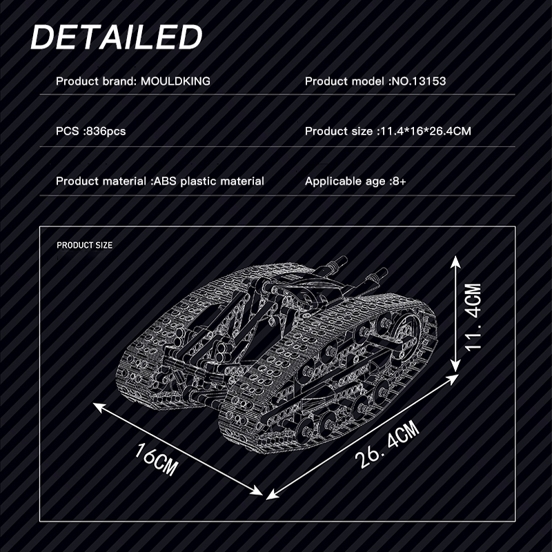 MOULD KING 13153 Technic Green Double-sided Vehicle App Control 836pcs Bricks Toys From China Delivery.