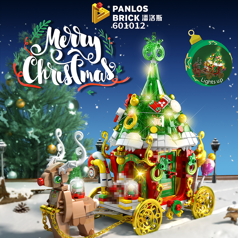 PANLOS 601012 Creator Christmas Elk Car Building Blocks 648pcs Bricks Toys Gift From China Delivery.