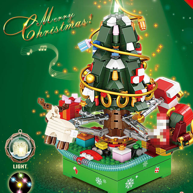 LW60029 Christmas Tree Music Box Building Block 722pcs Bricks Toys Christmas gift From China Delivery.