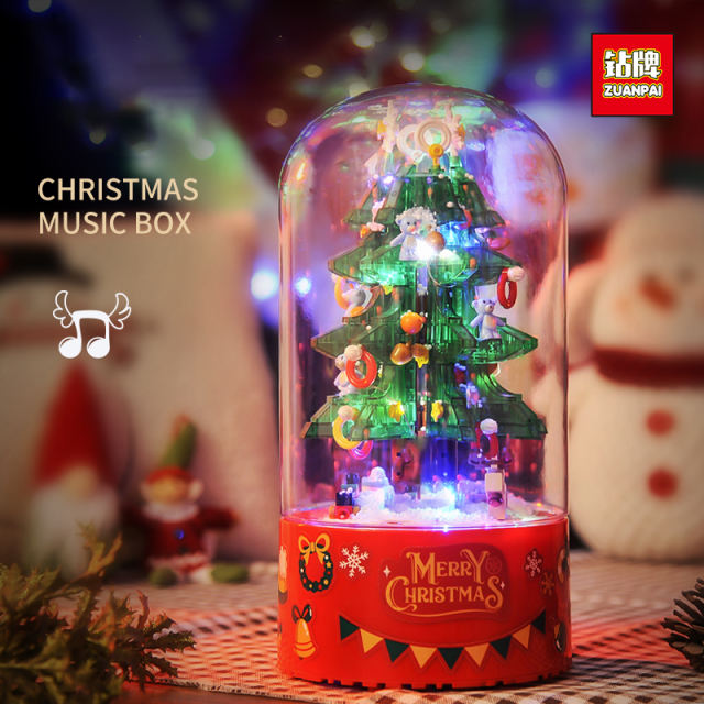ZUANPAI Z013 Creator Christmas Tree Music Box Building Blocks Christmas gift From China Delivery.