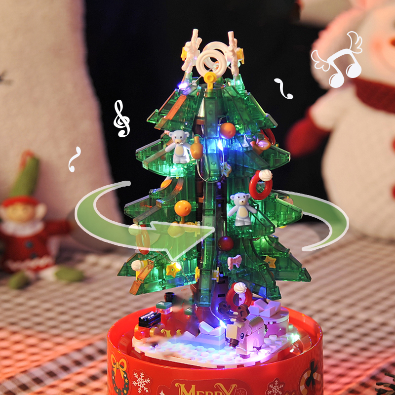 ZUANPAI Z013 Creator Christmas Tree Music Box Building Blocks Christmas gift From China Delivery.