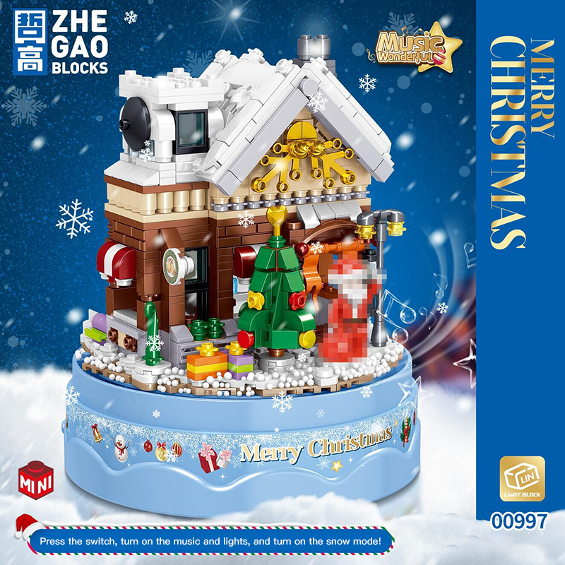 ZheGao 00997 Creator Christmas Snow Music Box Building Blocks 800pcs Bricks Toys From China Delivery.