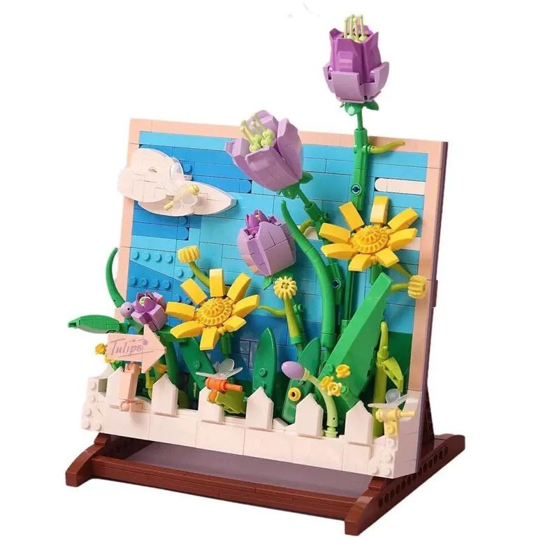 ZheGao DZ1015 Art and crafts Painting BionicTulips building Blocks 542pcs Bricks Toys From China Delivery.