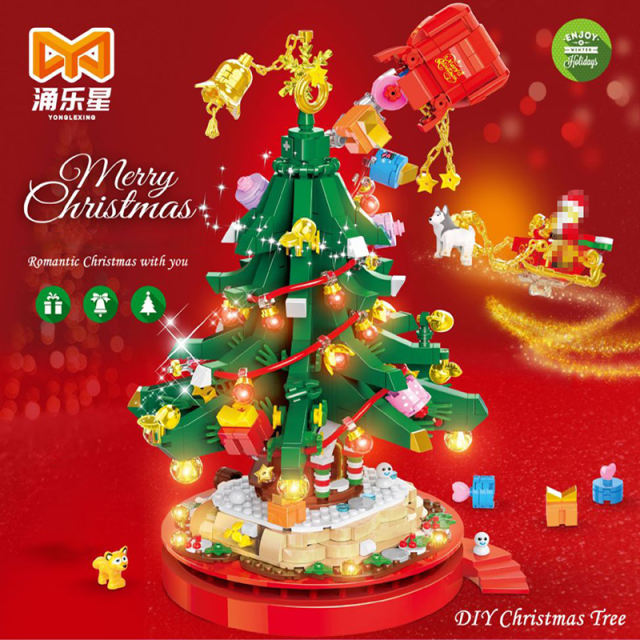 YongLeXing  88036 Creator Christmas Tree Building Blocks 1124pcs Bricks Christmas Gift Toys From China Delivery.