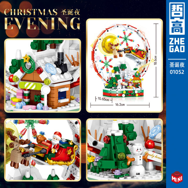 ZHEGAO DZ01052 Mini Bricks Toys Christmas Evening Building Blocks 878pcs Bricks Merry Christmas Gift From China Delivery.