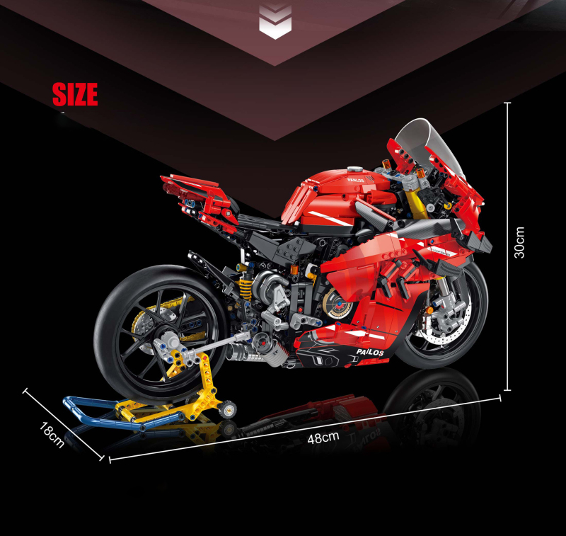 PANLOS 672101 Technic 1:5 Red Ducati V4S Motorcycle Building Blocks 2098pcs Bricks Toys From China Delivery.