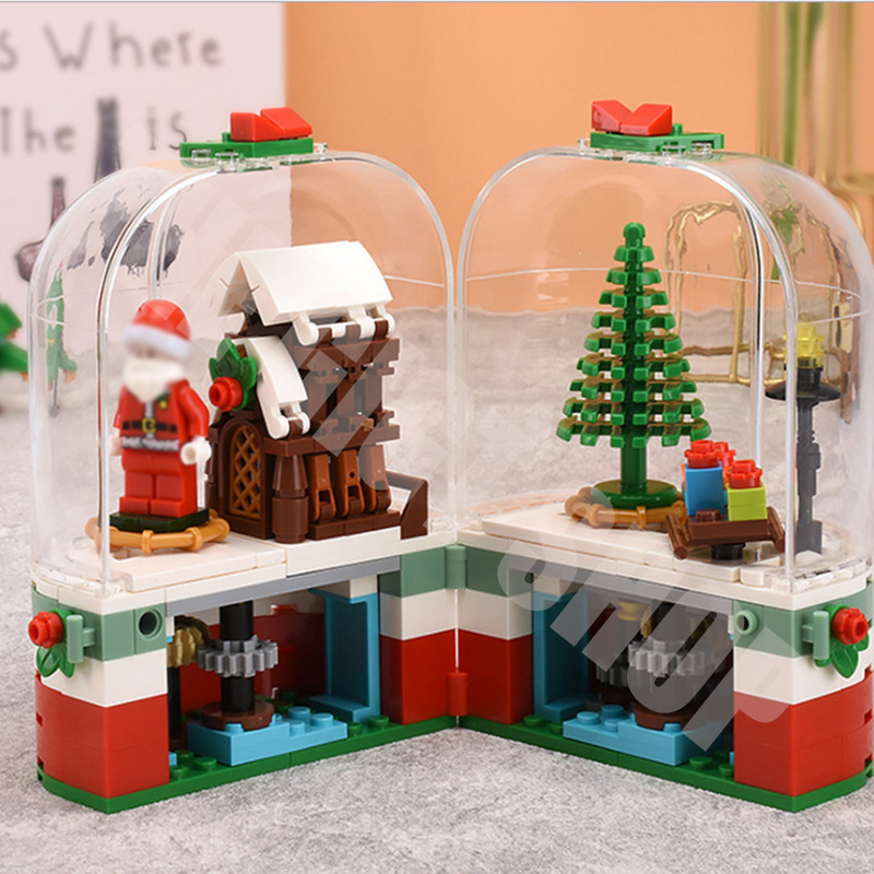 {With Light Bricks}SEMBO 601090 Creator Christmas Gift Santa's crystal ball Music Box Building Blocks 249pcs Bricks Toys From China Delivery.