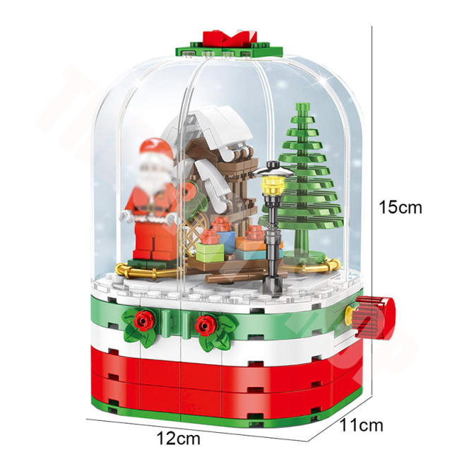 {With Light Bricks}SEMBO 601090 Creator Christmas Gift Santa's crystal ball Music Box Building Blocks 249pcs Bricks Toys From China Delivery.