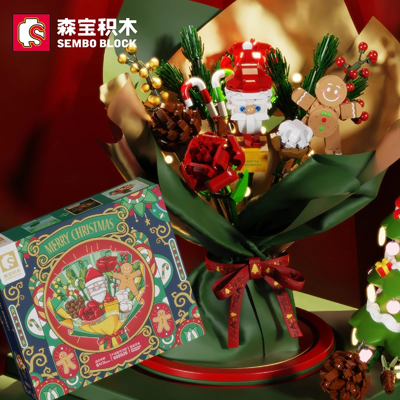 SEMBO 605026 Creator Romantic Christmas Bouquet Building Blocks 2963pcs Bricks Toys Gift FROM China Delivery.