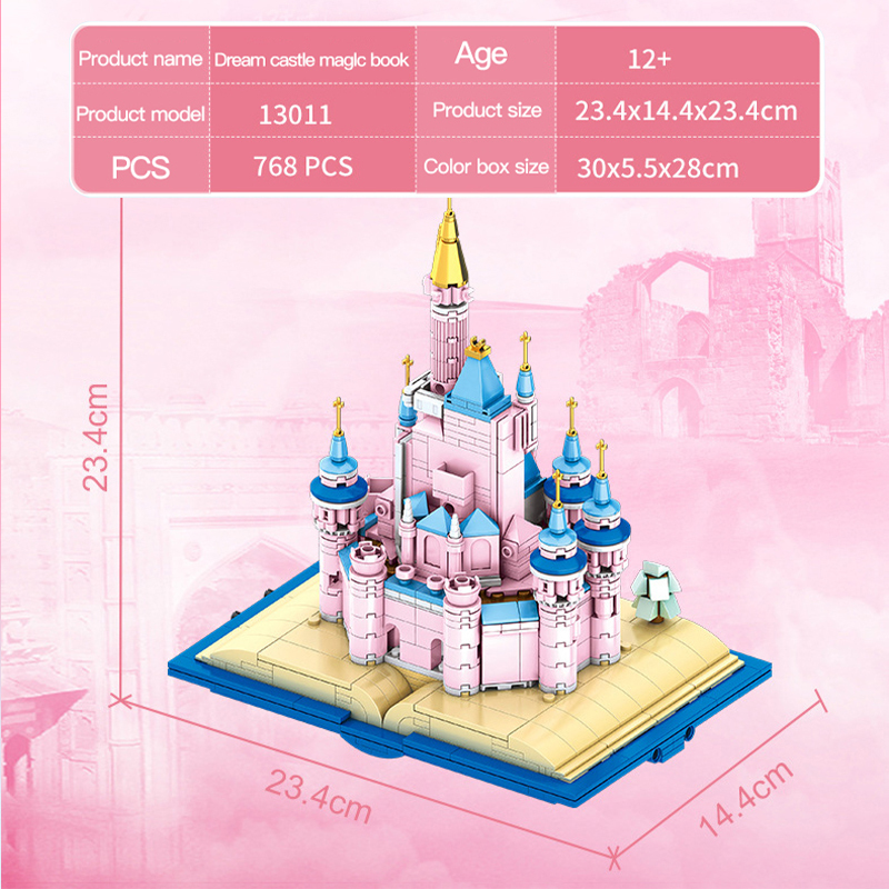 MJI 13011 Magic Castle Book Building Blocks Pink Castle 768pcs Bricks Toys From China Delivery.