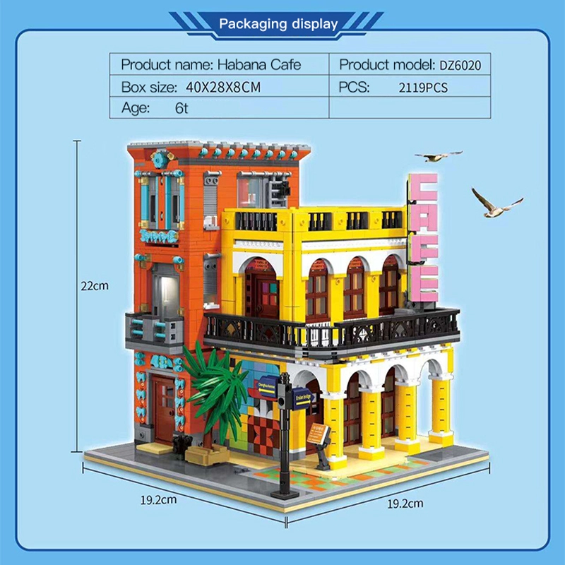 {Mini Bricks} ZHEGAO DZ6020 Creator Expert Cafe Havana Shining Building Blocks 3158pcs Bricks Toys From China Delivery.