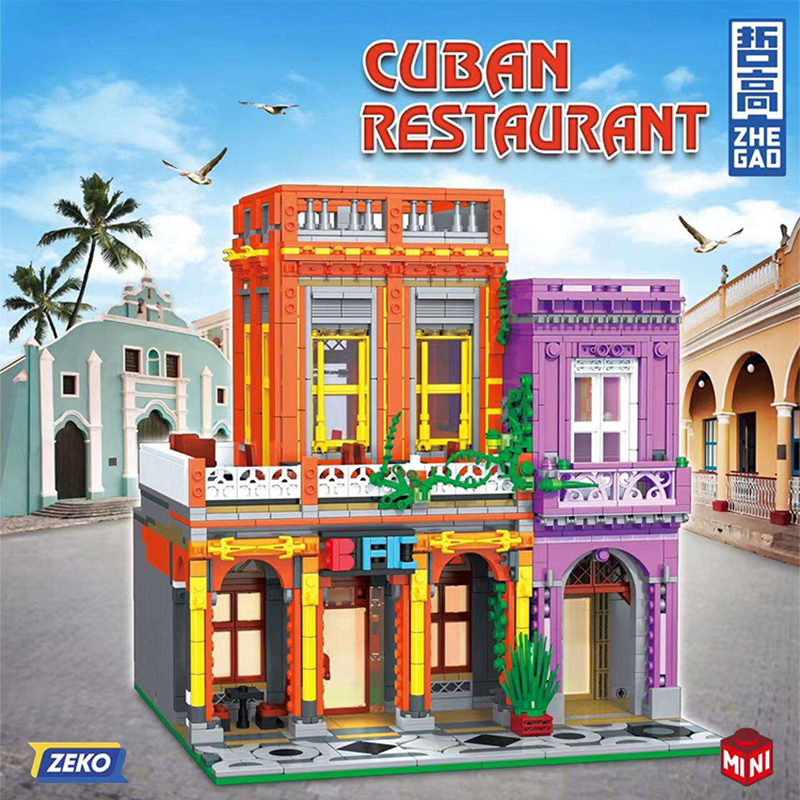 {MINI Bricks} ZHEGAO DZ6022 Creator Expert Modular Buildings Cuban Restaurant Building Blocks 2279pcs Bricks Toys From China Delivery.