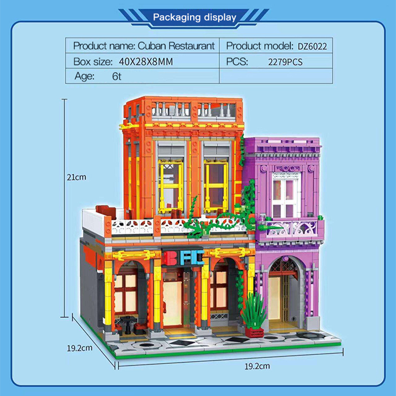 {MINI Bricks} ZHEGAO DZ6022 Creator Expert Modular Buildings Cuban Restaurant Building Blocks 2279pcs Bricks Toys From China Delivery.