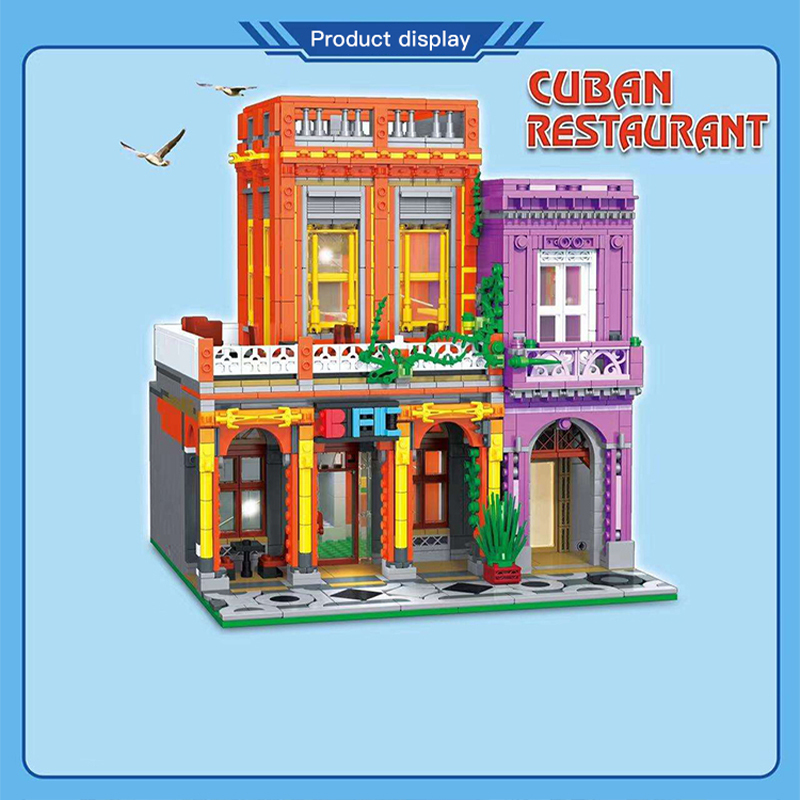 {MINI Bricks} ZHEGAO DZ6022 Creator Expert Modular Buildings Cuban Restaurant Building Blocks 2279pcs Bricks Toys From China Delivery.