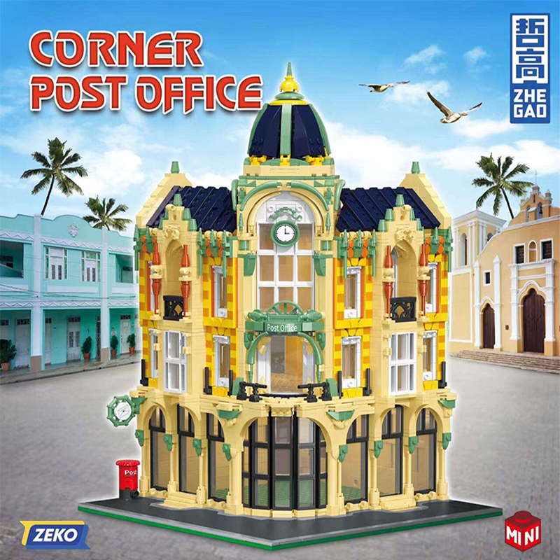 {MINI Bricks} ZHEGAO DZ6023 Creator Expert Modular Buildings Corner Post Office Building Blocks 4342pcs Bricks Toys From China Delivery.