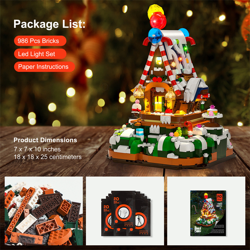 FunWhole F9009 Creator Christmas Gift Candy House Building Blocks 986pcs Bricks Toys From China Delivery.