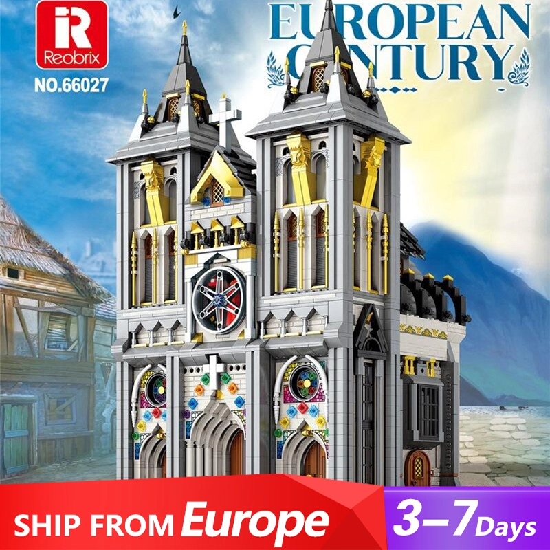 {Pre-sale available on 25th Nov.} Reobrix 66027 Modular Buildings European Centur Churches Building Blocks 3468pcs Bricks Toys From Europe Delivery.