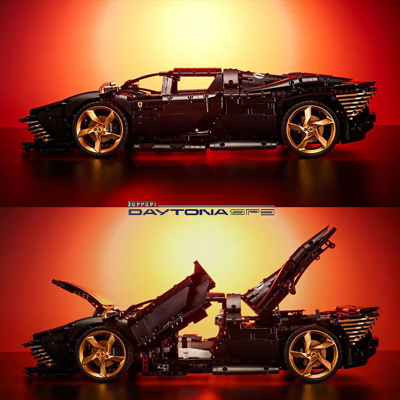 MOC-T006-2 Technic Black "Ferrari "Daytona SP3 Sports Car Building Bocks 3778pcs Bricks Toys From China Delivery.