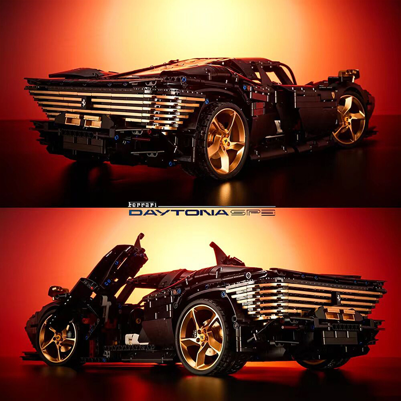 MOC-T006-2 Technic Black "Ferrari "Daytona SP3 Sports Car Building Bocks 3778pcs Bricks Toys From China Delivery.