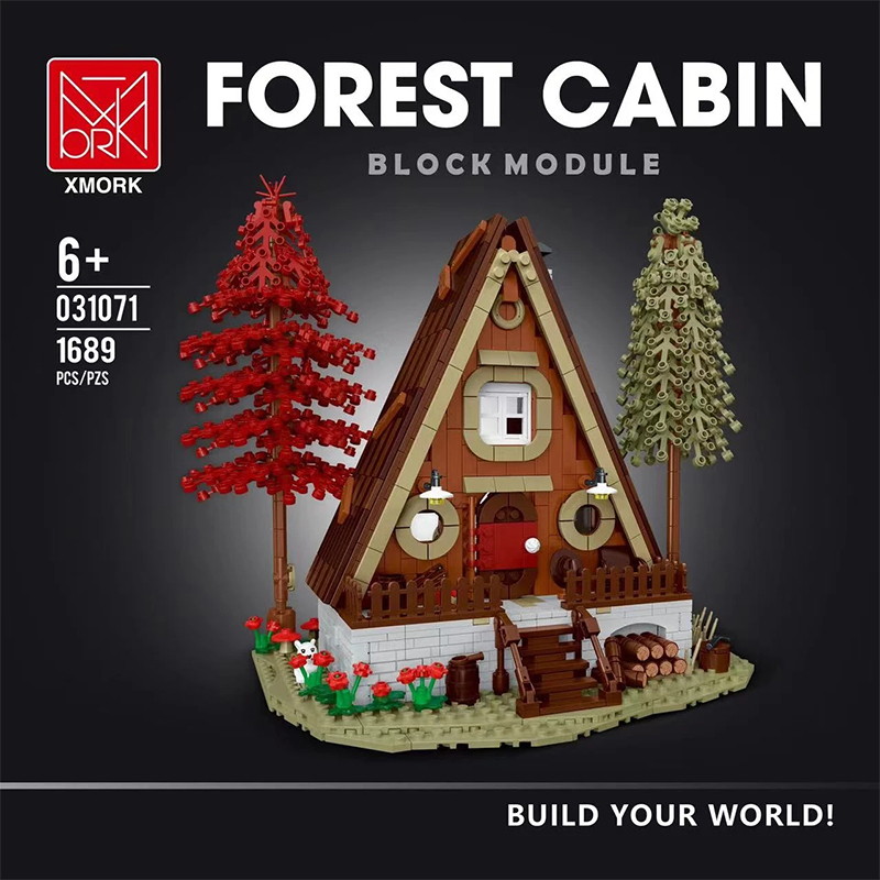 {With Light} Mork 031071 Creator Expert Forest Cabin Modular Buildings 1689pcs Bricks Toys from China Delivery.