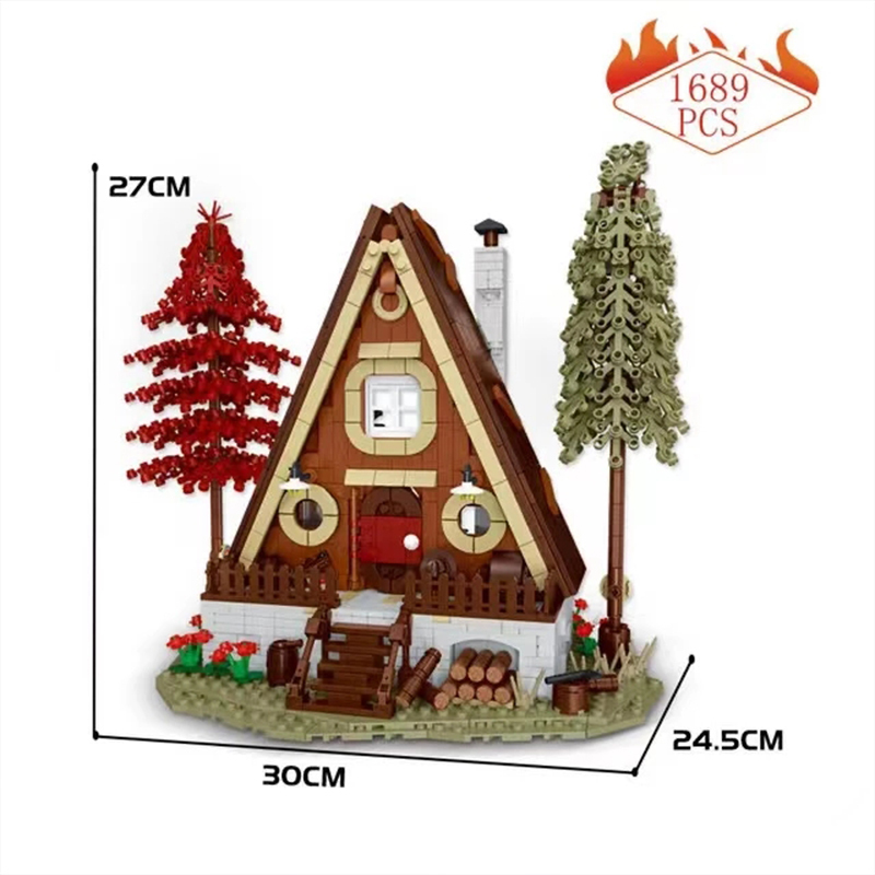 {With Light} Mork 031071 Creator Expert Forest Cabin Modular Buildings 1689pcs Bricks Toys from China Delivery.