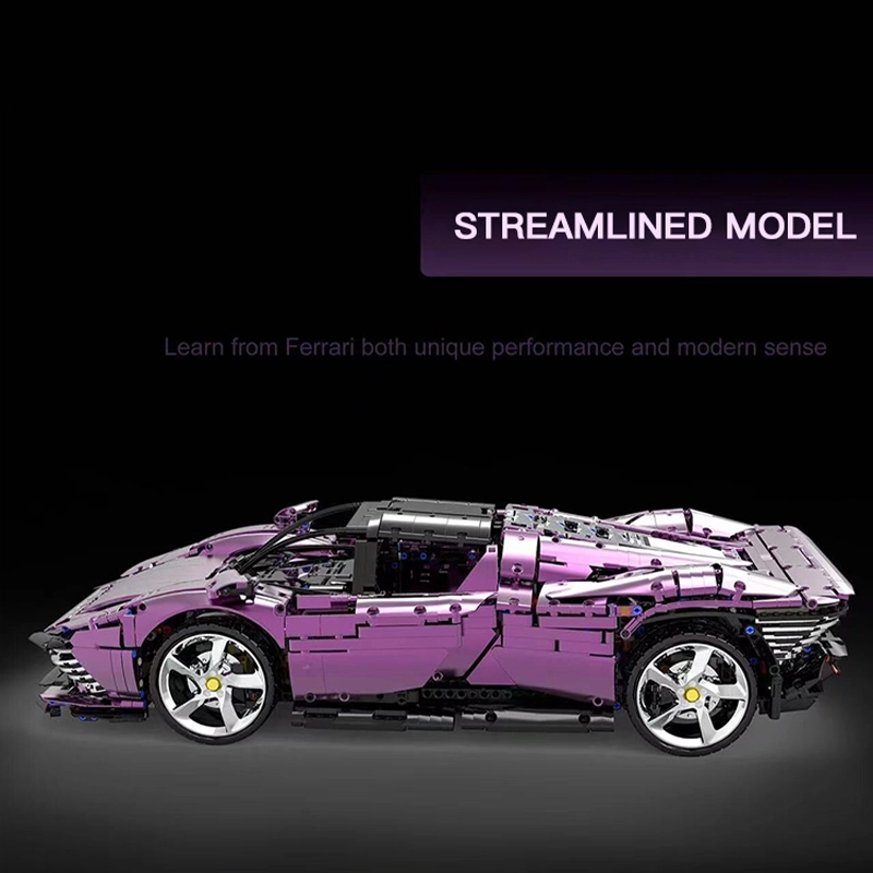 TaiGaoLe T006-1 Technic Plated Purple "Ferrari "Daytona SP3 Sports Car Building Bocks 3778pcs Bricks Toys From China Delivery.