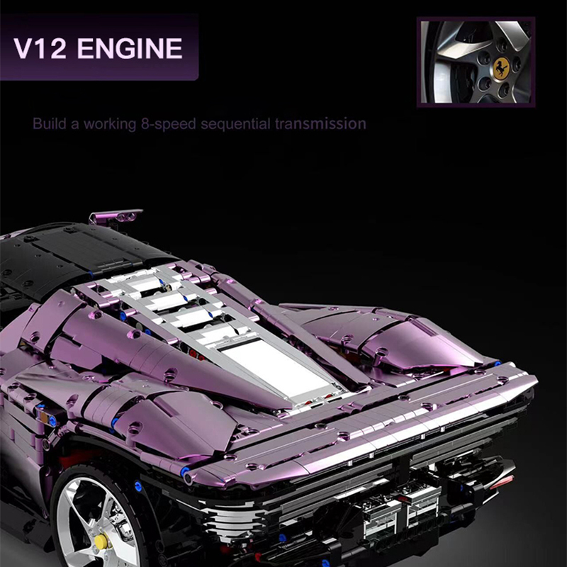 TaiGaoLe T006-1 Technic Plated Purple "Ferrari "Daytona SP3 Sports Car Building Bocks 3778pcs Bricks Toys From China Delivery.