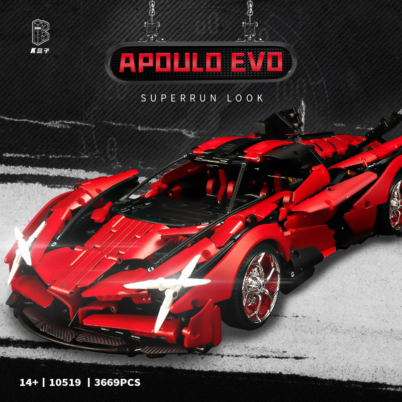 K-Box 10519 Technic Red Apollo EVO 1:8 Sports Car Building Blocks 3669±pcs Bricks Toys from China Delivery.