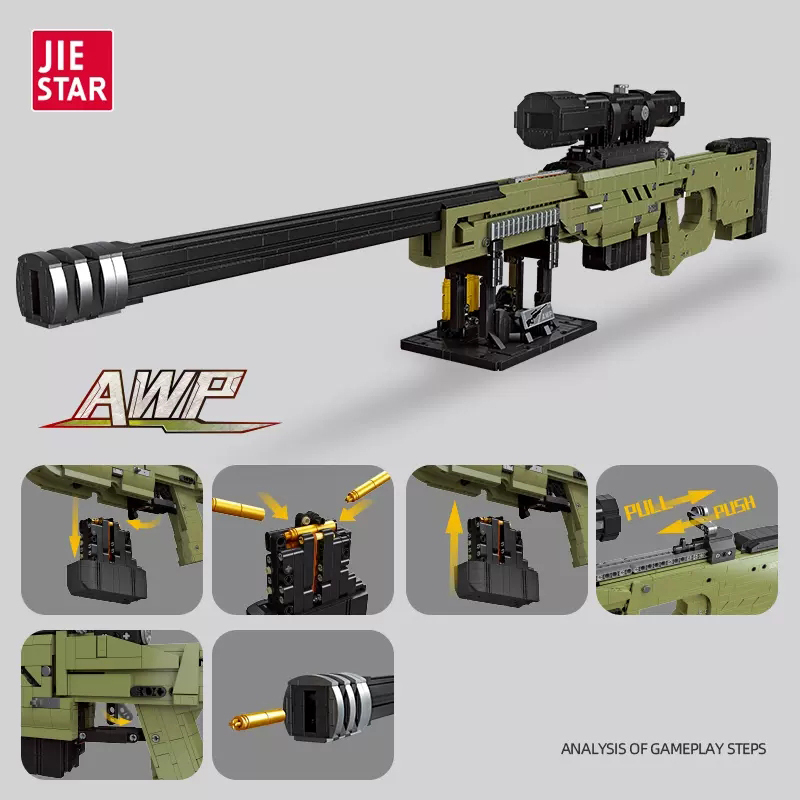 JIESTAR 58022 AWP Sniper Rifle Gun Military 2395±pcs Building Block Brick Toy from China