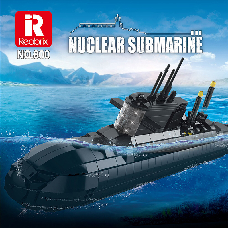 {With Light} Reobrix 800 Military Nuclear Submarine Building Blocks 1498±pcs Bricks from China.