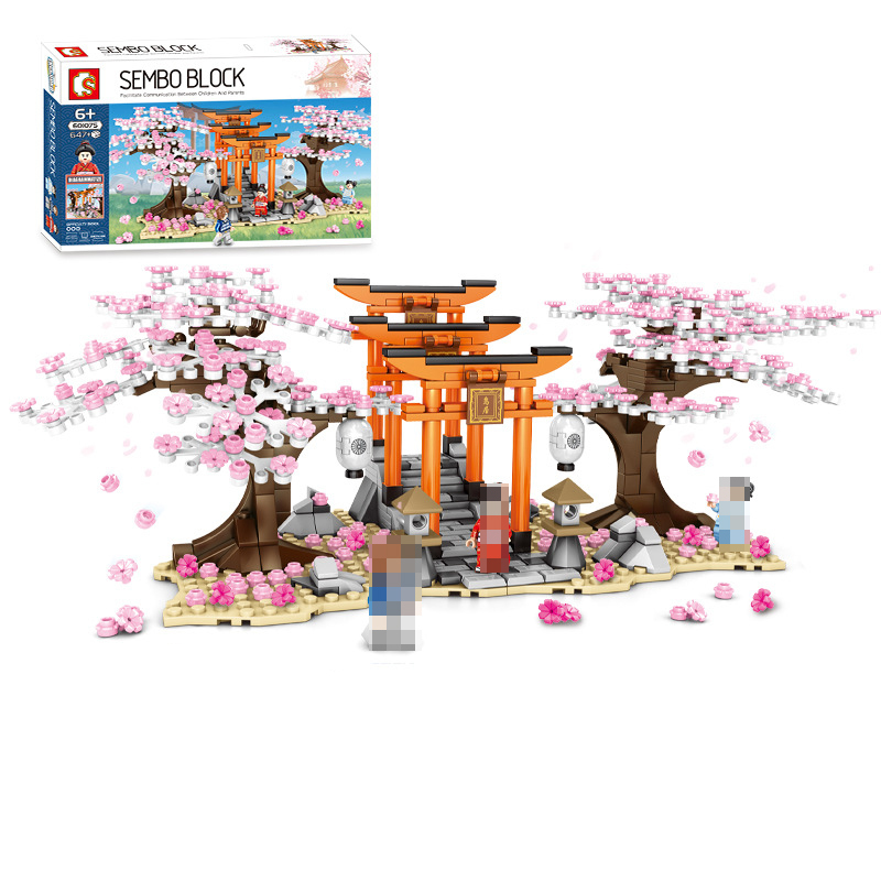 SEMBO 601075 Cherry Blossom Season Cherry Tree Building Blocks 647±pcs Bricks from China.