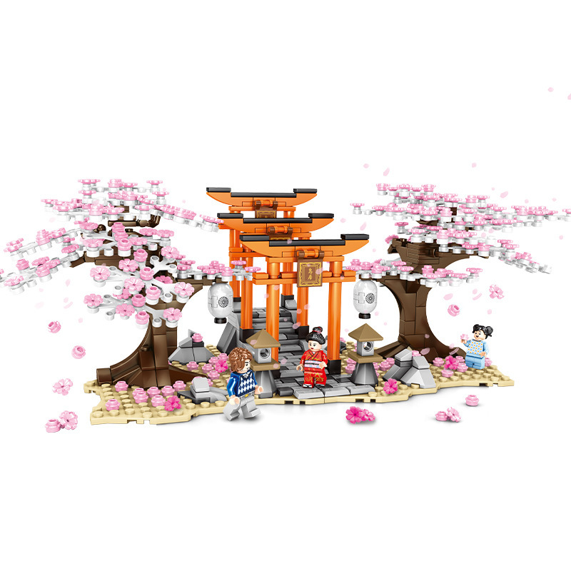 SEMBO 601075 Cherry Blossom Season Cherry Tree Building Blocks 647±pcs Bricks from China.